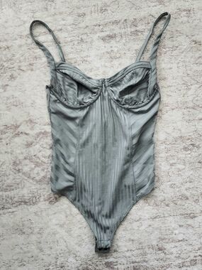 AllSaints Sage Green Ribbed Bodysuit